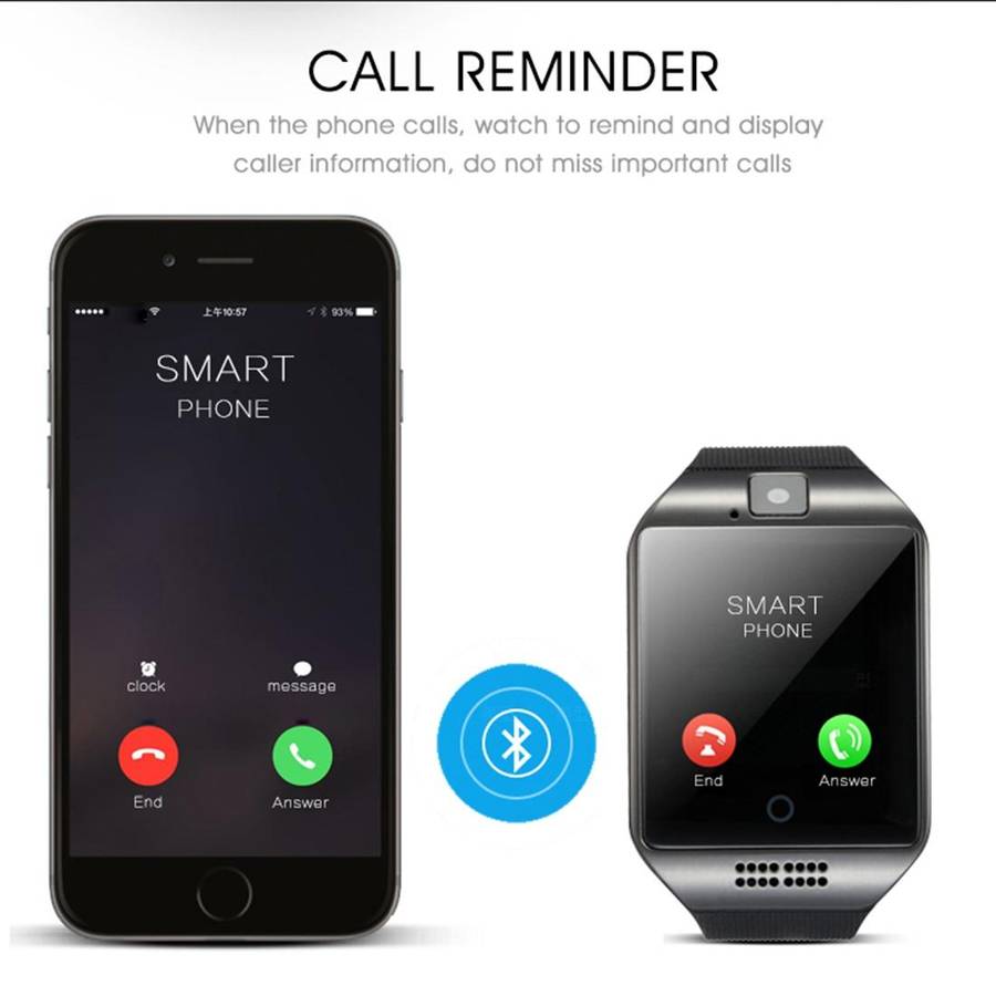 Q18 1.54 inch TFT Screen MTK6260A 360MHz Bluetooth 3.0 Smart Watch Phone, 128M + 64M Memory(White)