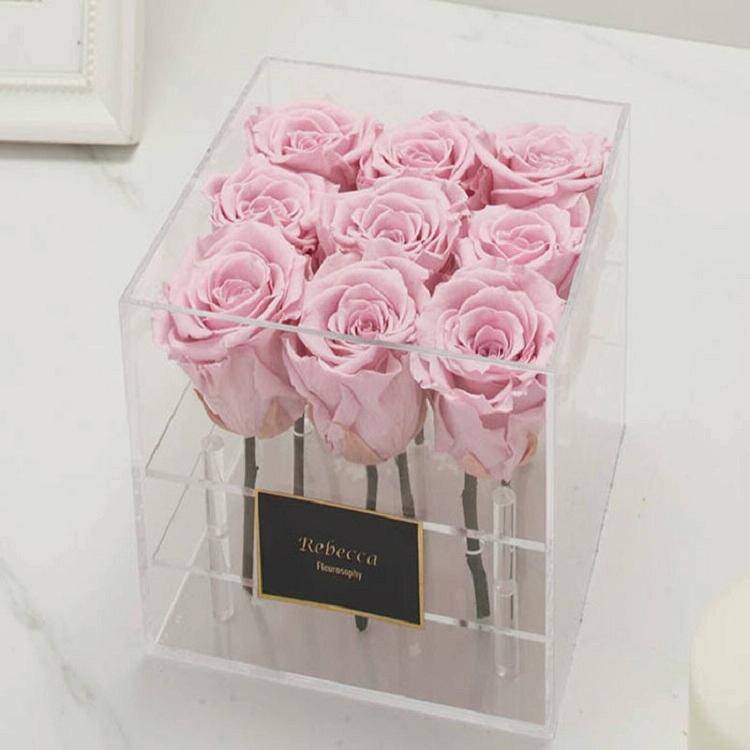 Square Transparent Acrylic Gift Box Flower Box, Specification: 9 Holes