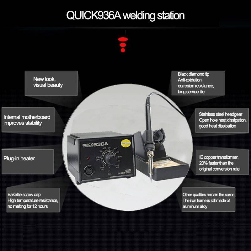 4 in 1 QUICK 936A 220V 60W Soldering Station Constant Temperature Soldering Iron Soldering Tool, ...