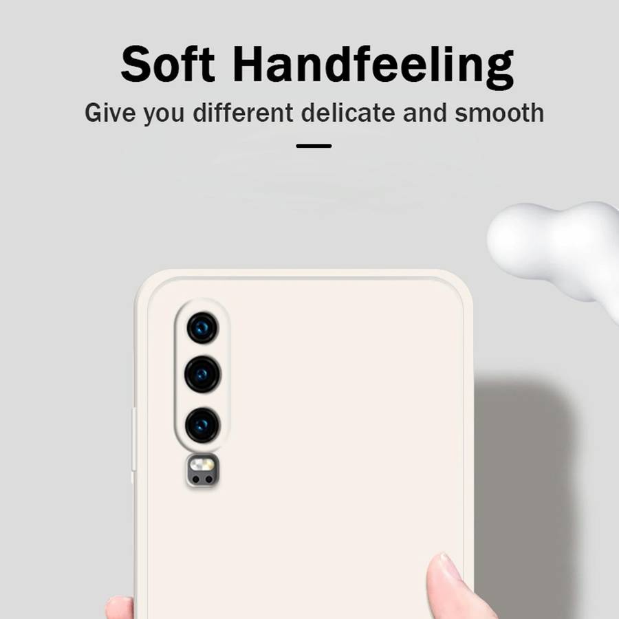 For Huawei P30 Solid Color Imitation Liquid Silicone Straight Edge Dropproof Full Coverage Protec...