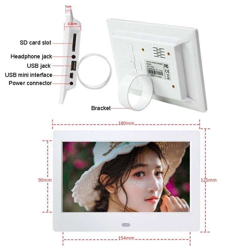DPF-706 7 inch Digital Photo Frame LED Wall Mounted Advertising Machine, Plug:UK Plug(Black)