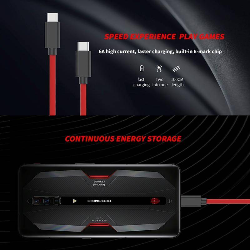 ZTE Nubia 1m USB Type-C to USB Type-C 6A Fast Charging Date Cable
