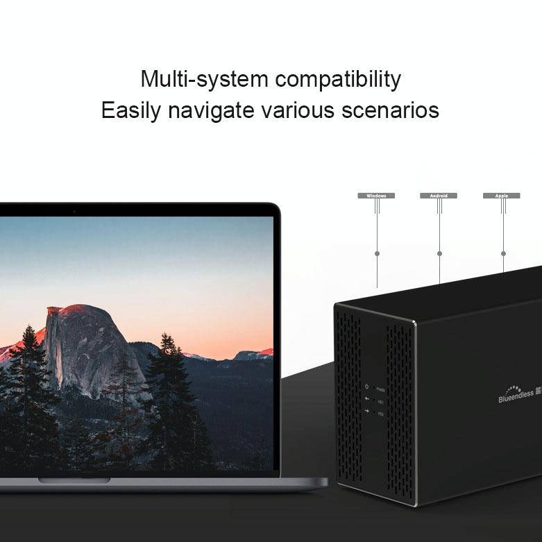Blueendless USB-B Interface 3.5 inch 2 Bay RAID Combination Array HDD External Enclosure (US Plug)