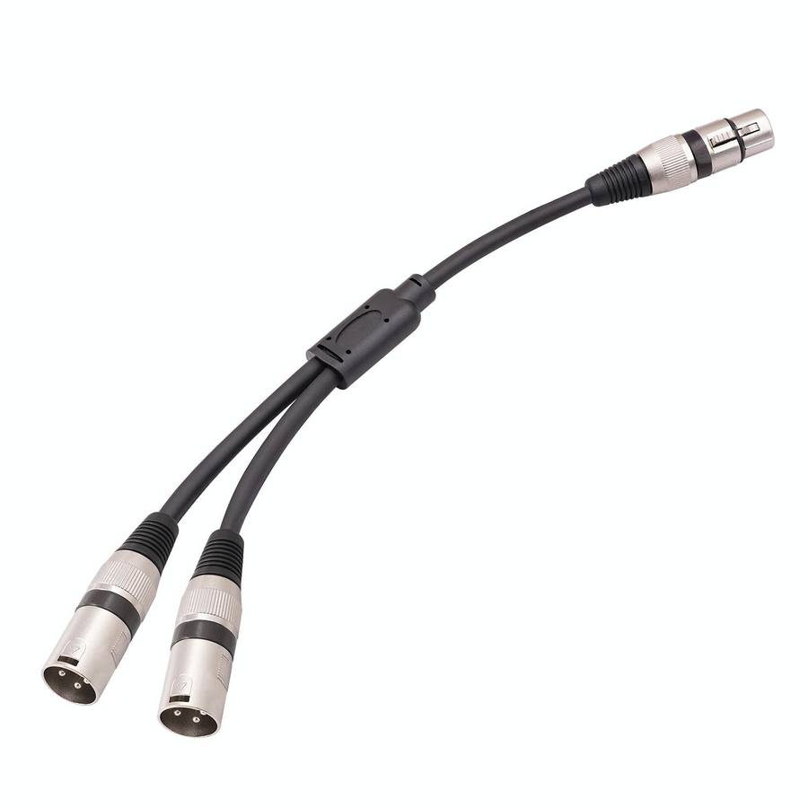 2055YMMF-05 XLR 3pin Female to Dual Male Audio Cable, Length: 50cm(Black)