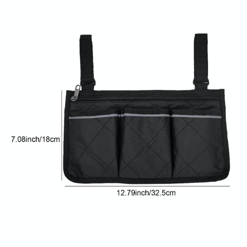 Walking Aid Wheelchair Armrest Side Storage Bag Car Storage Hanging Bag(Black)