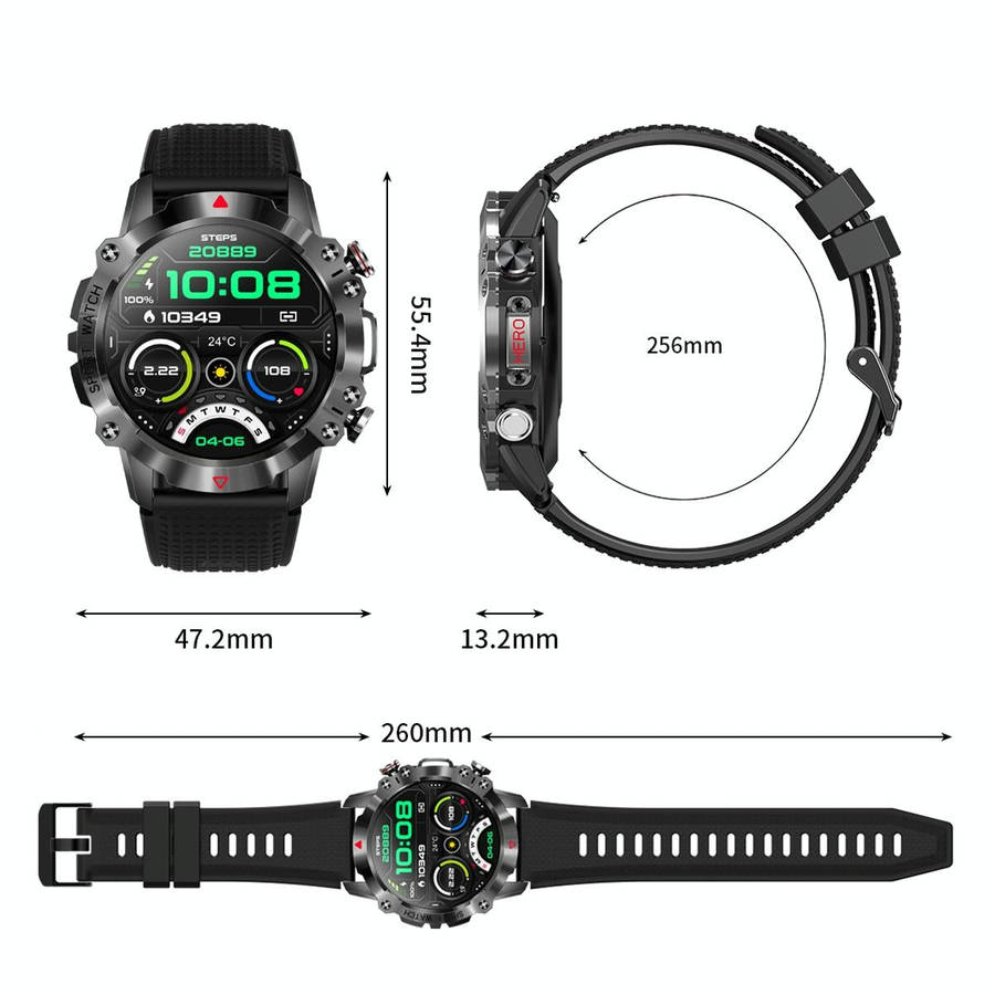 K10 1.39 inch IP67 Waterproof Smart Watch, Support Heart Rate / Sleep Monitoring(Black Silver)