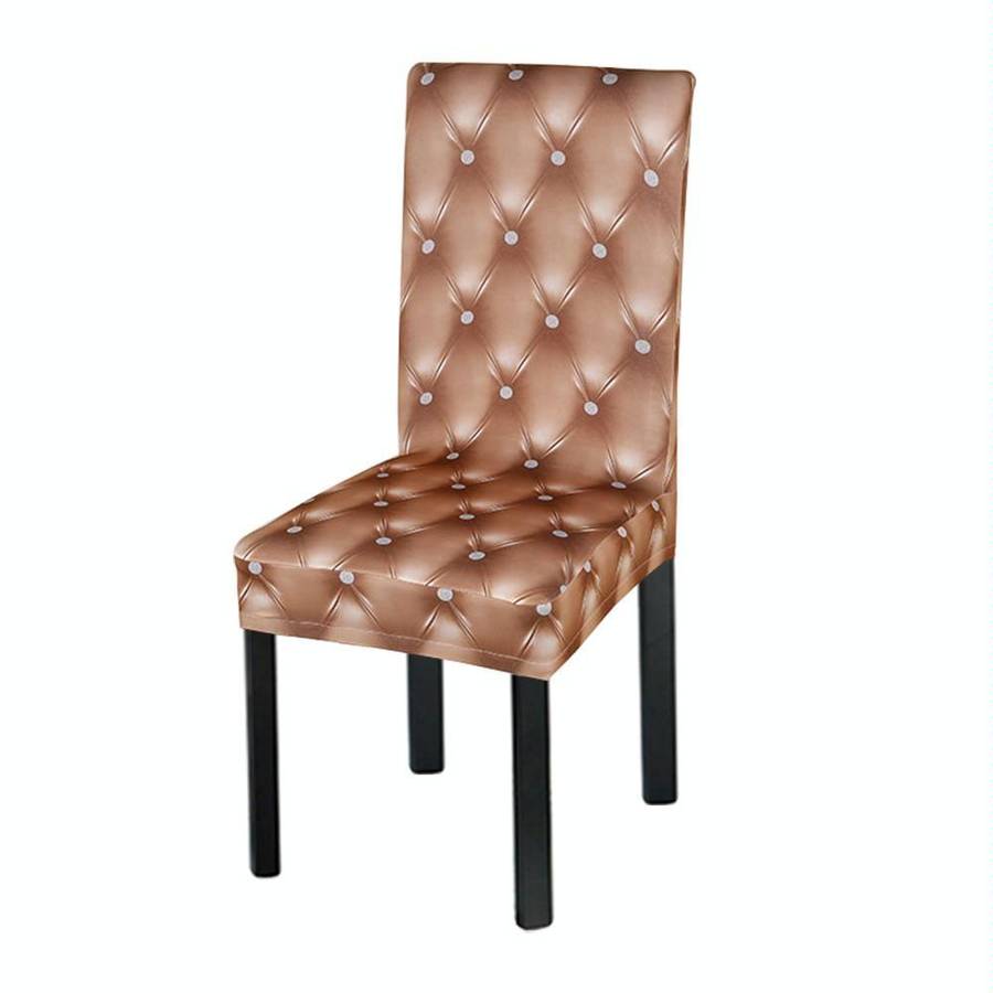 Anti-Fouling Household Chair Cover Dining Chair Sleeve One-Piece Stretch Chair Cover(Champagne)