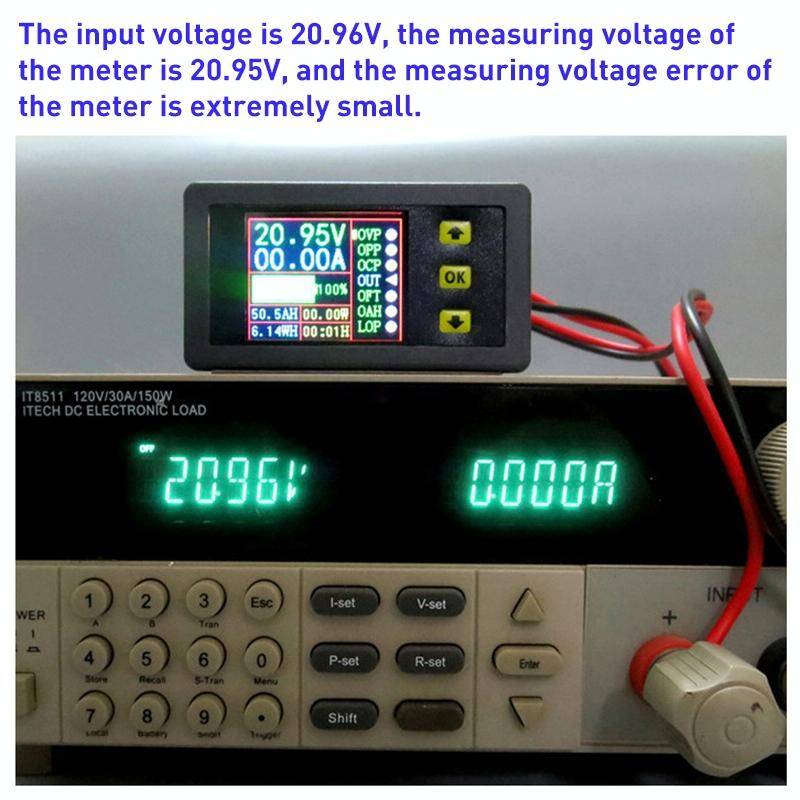 90V 20A Color Dual-Display Voltage Current Meter Charge Discharge Measurement Counter with Relay