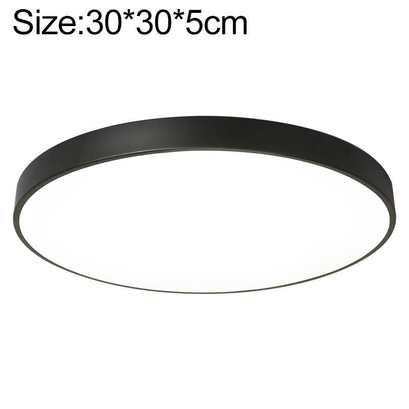 Macaron LED Round Ceiling Lamp, White Light, Size:30cm(Black)