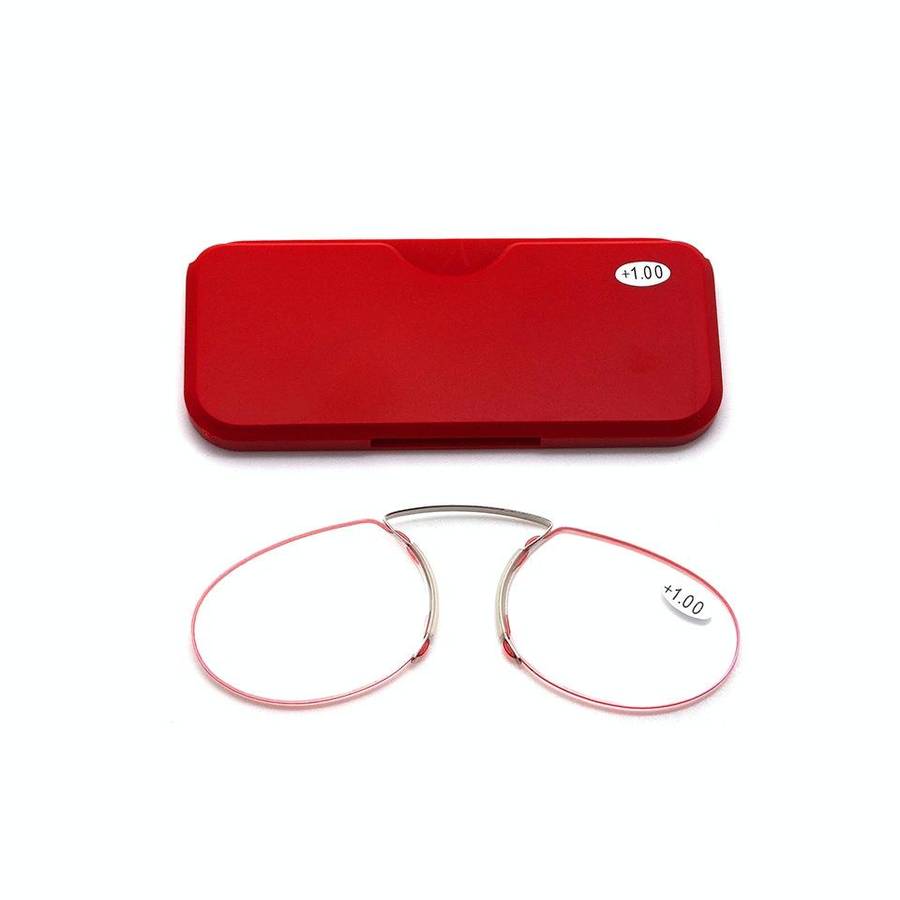 Pince-nez Reading Glasses Frameless Magnifying Glasses, Degree: +250(Red)