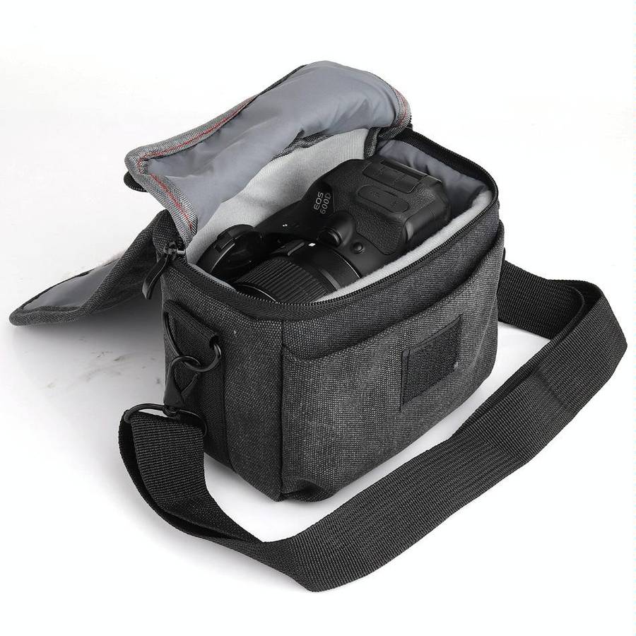 Universal DSLR Camera Shoulder Bag Canvas Photo Handbag, External size: 19 x 17 x 10mm(Black)
