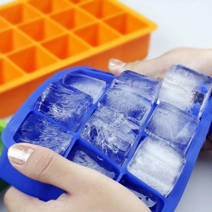 15 Grids DIY Big Ice Cube Mold Square Shape Silicone Ice Tray Fruit Ice Cream Maker(Green)