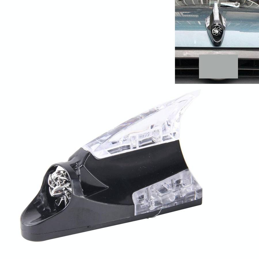 CB-073 Colorful Warning Light Wind Power Shark Fin Antenna Car Decoration(Black)