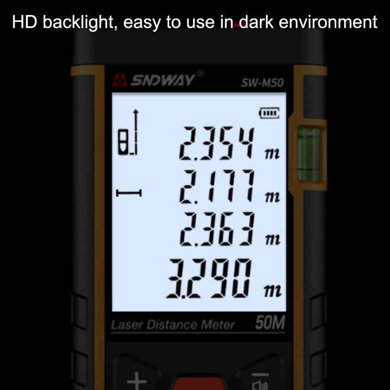 SNDWAY SW-M50 Laser Distance Meter Infrared Measuring Instrument, Distance: 50m