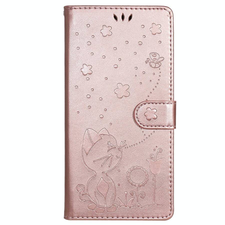 For Huawei Y9a Cat Bee Embossing Pattern Shockproof Horizontal Flip Leather Case with Holder & Ca...