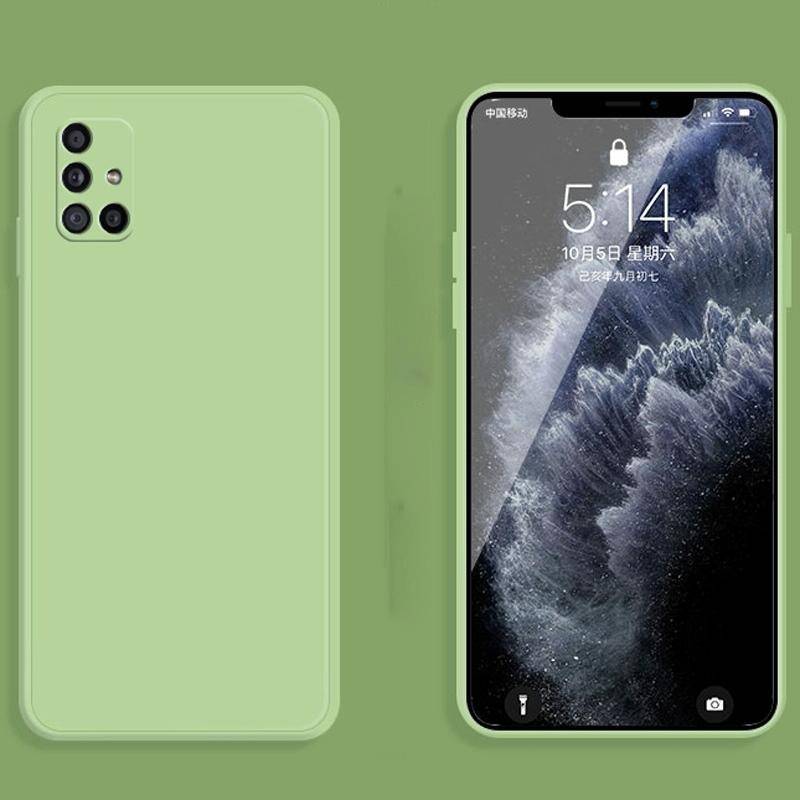 For Samsung Galaxy A31 Solid Color Imitation Liquid Silicone Straight Edge Dropproof Full Coverag...