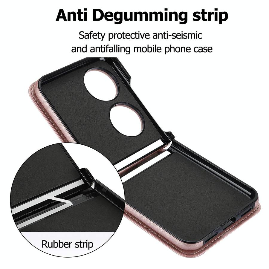 For Huawei P50 Pocket Rhombic Texture Card Bag Phone Case with Dual Lanyard(Rose Gold)