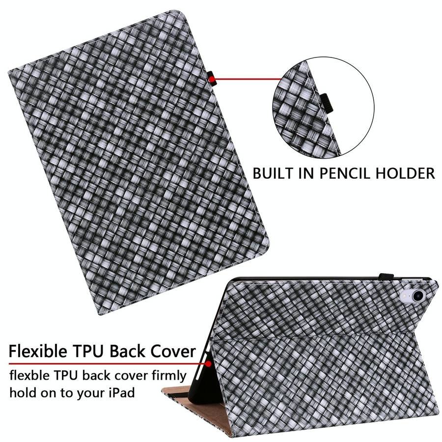 For Samsung Galaxy Tab A8 10.5 2021 Color Weave Leather Tablet Case with Holder(Black)