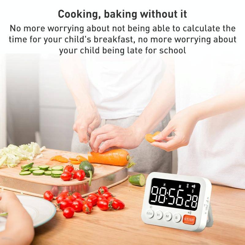 8801B Simple Version LED Display Clock Digital Timer Countdown Reminder (White)