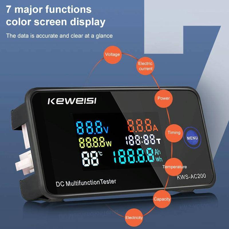 KWS-DC200-100A 8-120V DC Digital Display Voltage Current Watch with Shunt(Black)