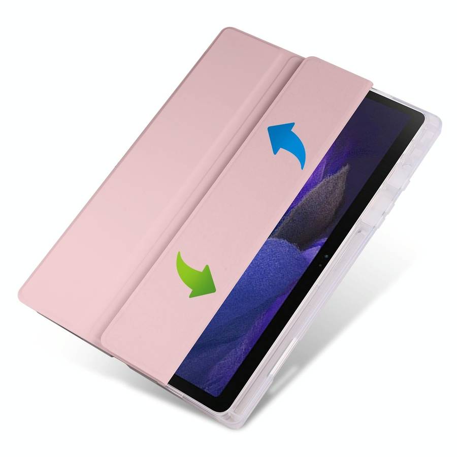For Samsung Galaxy Tab A8 X200 Smart 3-folding Transparent Honeycomb TPU + Leather Tablet Case(Pink)