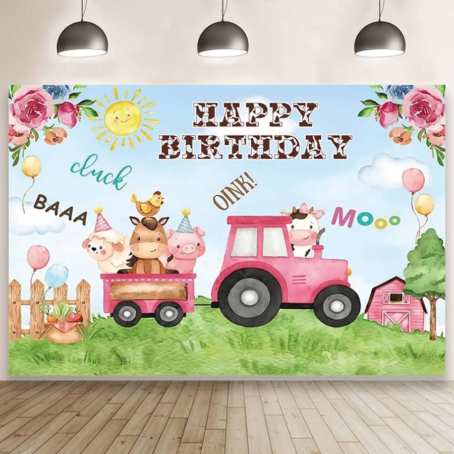 1.5m X 1m Cartoon Farm Animals Photography Backdrop Birthday Party Background Decoration(MDM10756)