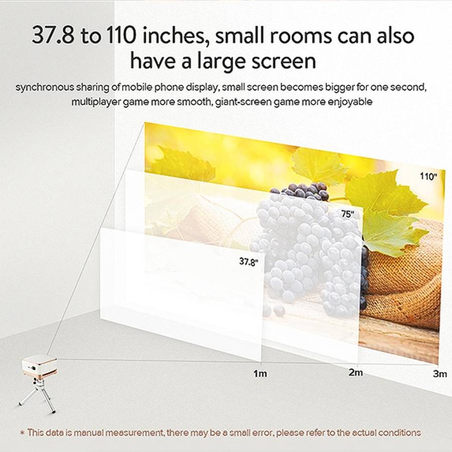 P07-D Mini 50 Lumens Android Home Theater Bluetooth LED Projector with Remote Control, Support Mi...