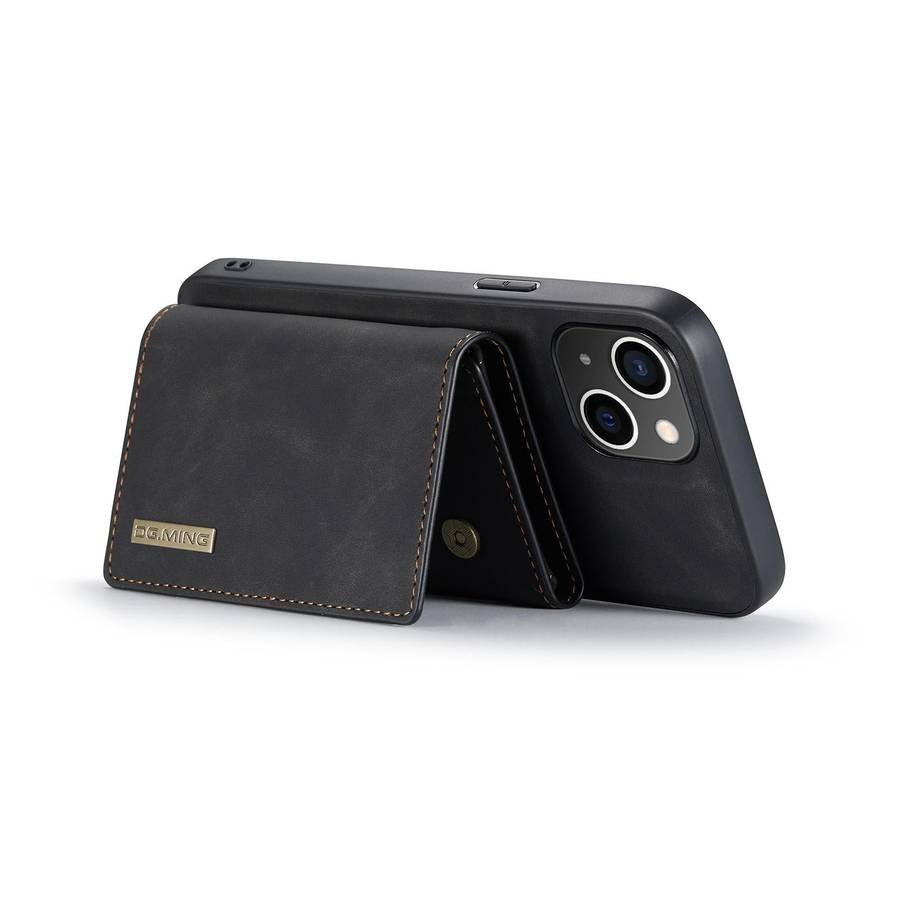 For iPhone 14 Plus DG.MING M1 Series 3-Fold Multi Card Wallet Leather Case(Black)