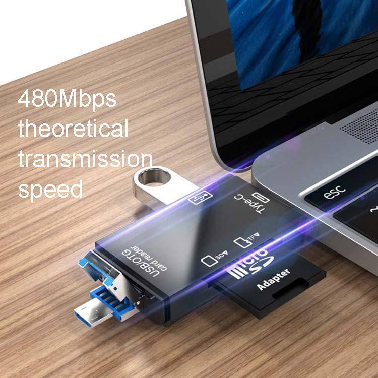 2 PCS Type-C & Micro USB & USB 2.0 3 in 1 Ports Multi-function Card Reader, Support U Disk / TF /...