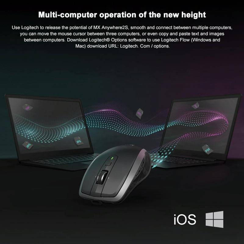 Logitech MX Anywhere 2S 4000DPI Bluetooth + Unifying Dual-mode Rechargeable Symmetrical Design Wi...