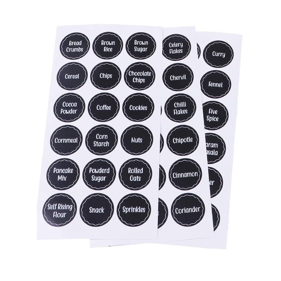 144 PCS Printed Spice Jar Labels Pantry Stickers Blackboard Stickers(Diameter 3.8cm)