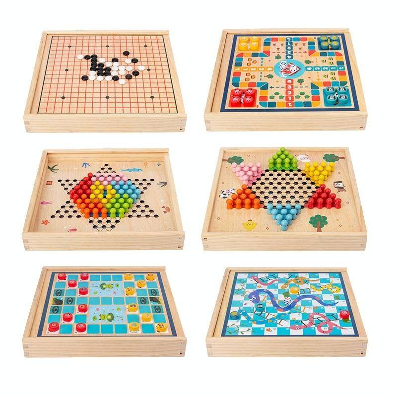 Children Wooden Multifunctional Parent-Child Interactive Puzzle Board Toy, Set Specification: 6 I...