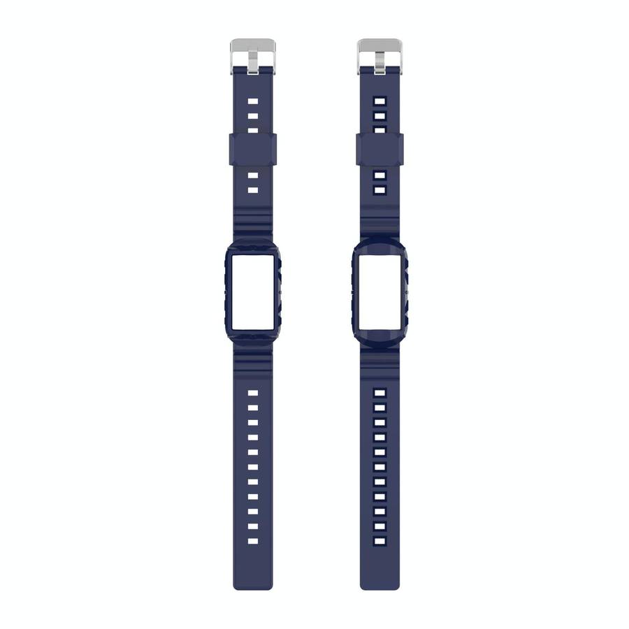 For Fitbit Charge 5 Silicone One Body Armor Watch Band(Navy Blue)