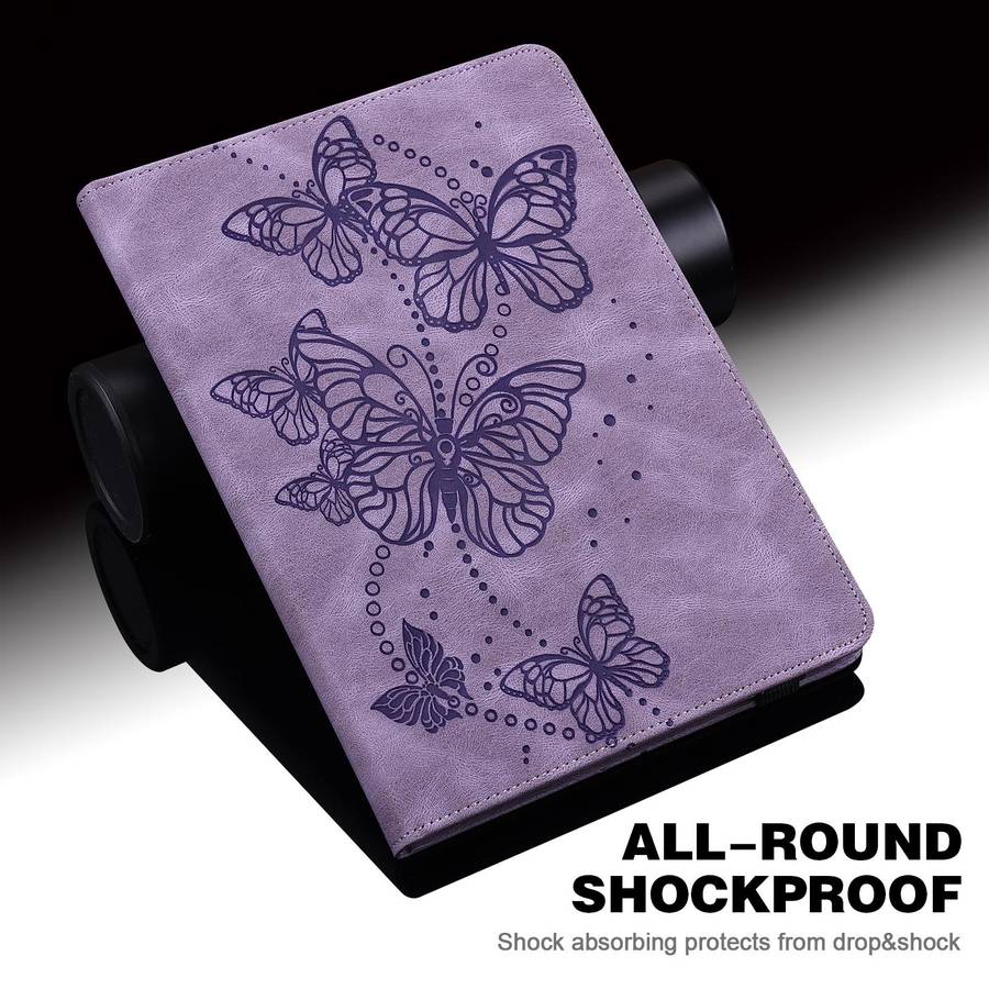 For Huawei MediaPad T5 10 inch Embossed Butterfly Pattern Horizontal Flip Leather Tablet Case(Pur...