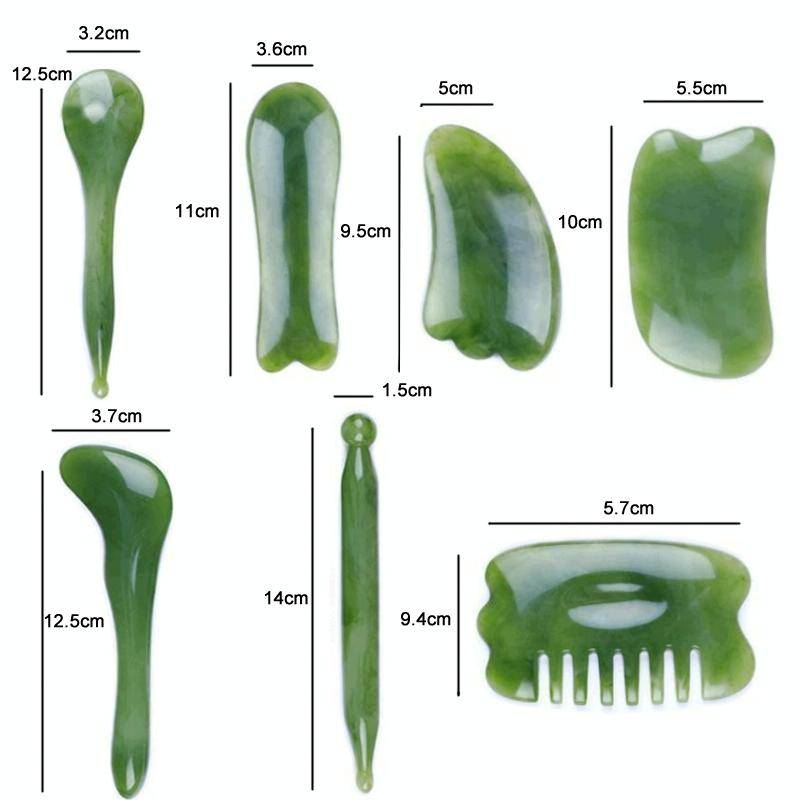 7PCS/Set Facial Tendon Stick Facial Scraping Board Meridian Acupuncture Pen, Shape: Green