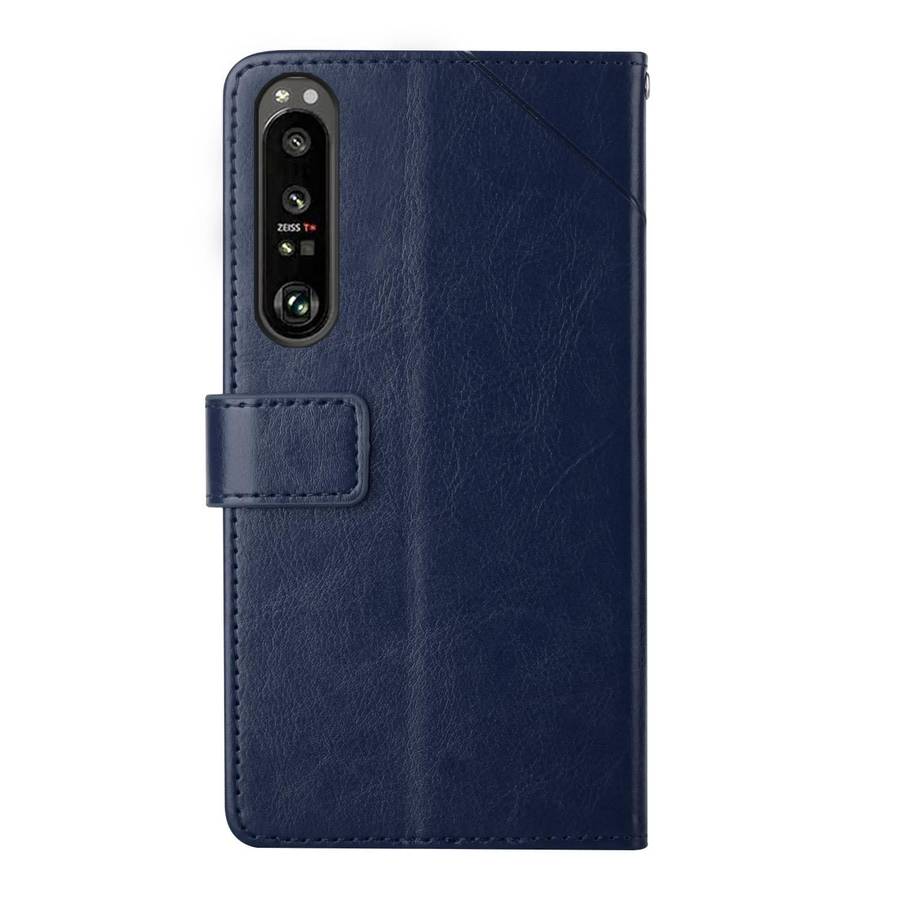 For Sony Xperia 1 Y Stitching Horizontal Flip Leather Phone Case(Blue)