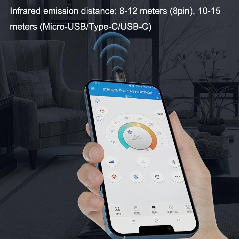 R10 Phone Smart Infrared Transmitter Learning Type Long Distance Remote Control, Interface: Type-...