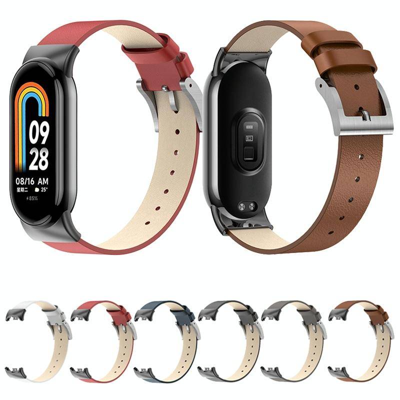 For Xiaomi Mi Band 8 12mm Leather Replacement Watch Band(White)