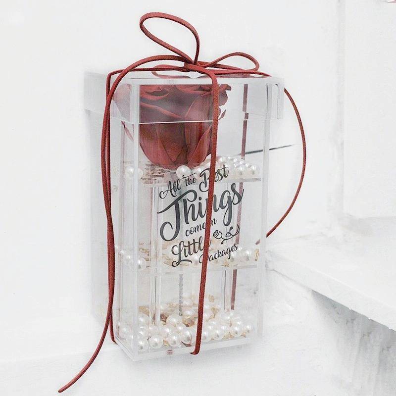 Square Transparent Acrylic Gift Box Flower Box, Specification: 1 Hole
