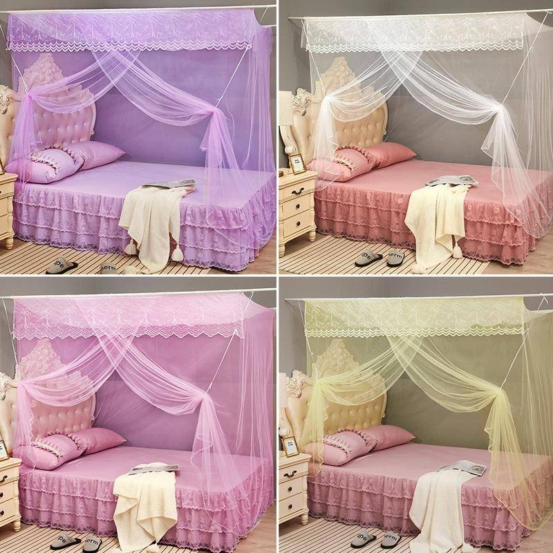 Single-door Mosquito Net Square Roof for Home Student Dormitory, Size:1.5x2.0x1.8 Meters(Pink)