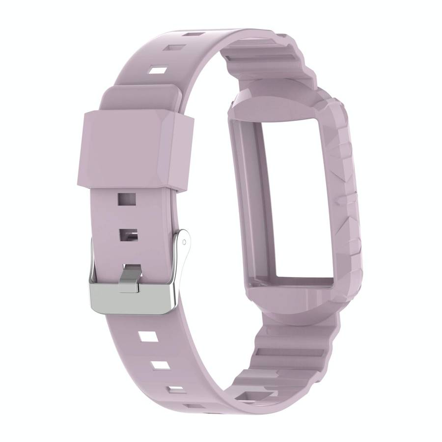 For Fitbit Charge 4 Silicone One Body Armor Watch Band(Light Purple)