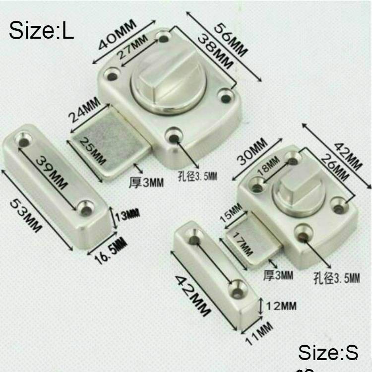 Universal Door Latch Security Sliding Door Lock with Screws, Size:S(Antique Bronze)