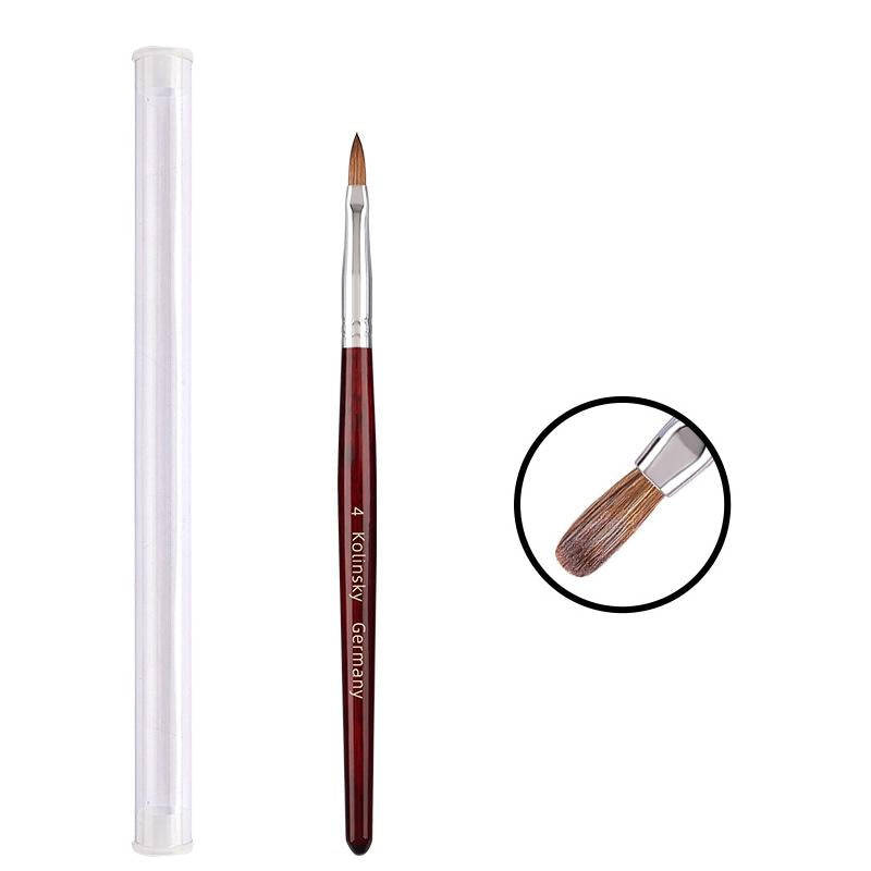 Red Wood Handle Kolinsky Hair Nail Art Brush No. 4