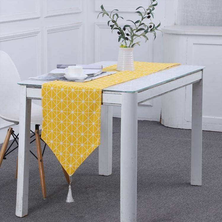 Linen Table Flag Tea Mat Cloth TV Cabinet Coffee Table Strip Cover Cloth, Size:160x33cm(Yellow)