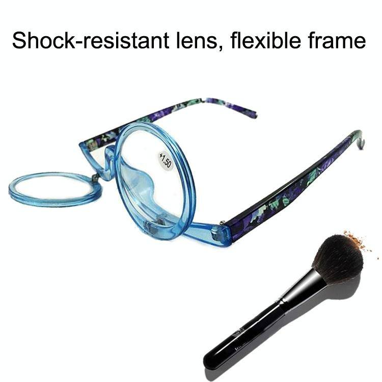 Makeup Magnifying Glass Presbyopic Glasses Flip Swivel Reading Glasses, Degree: +350(Black)