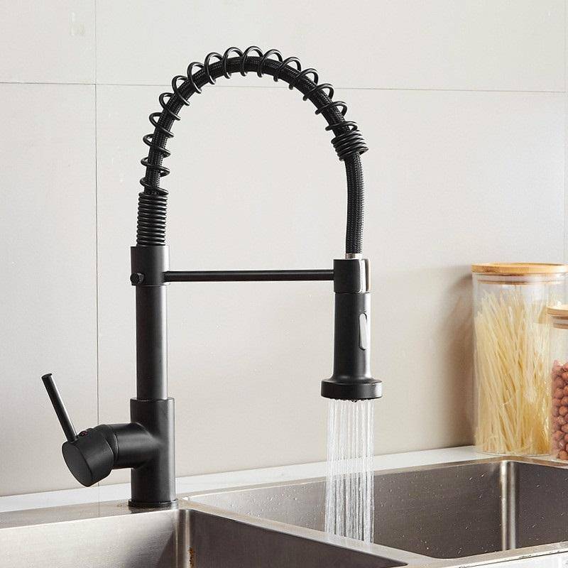 Kitchen Faucet Hot & Cold Water Tank Valve Sink Faucet, Specification: Black Model