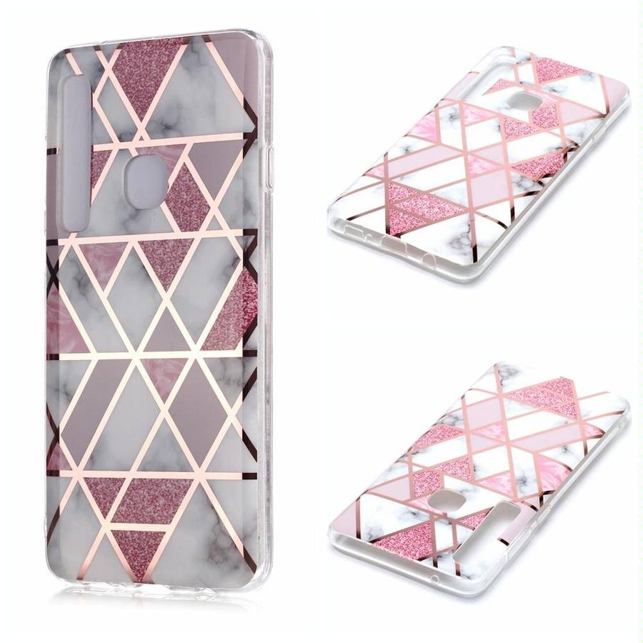 For Galaxy A9 (2018) / A9s Plating Marble Pattern Soft TPU Protective Case(Pink)