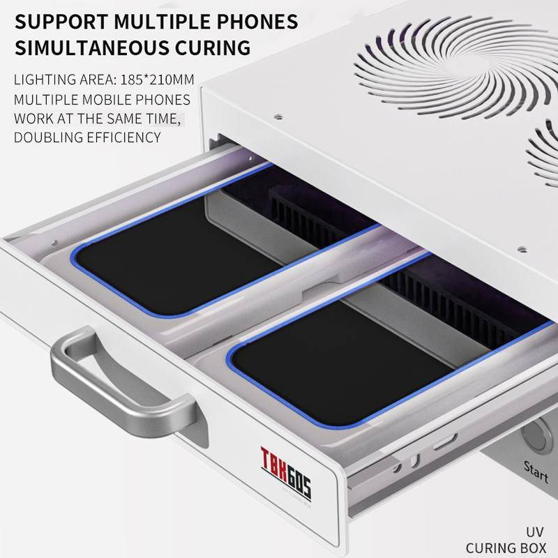 TBK 605 100W Mini UV Curing Lamp Box 48 LEDs Curved Surface Screen UV Curing Box, US Plug