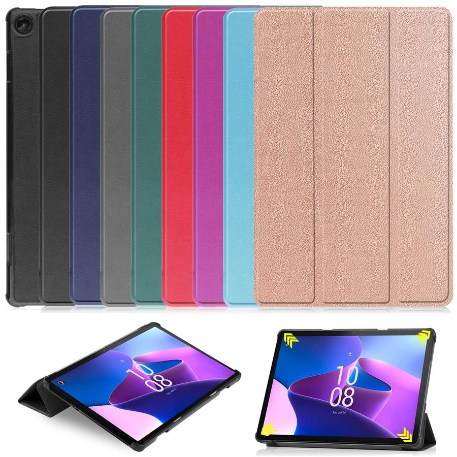 For Lenovo Tab M10 3rd Gen / TB328FU Custer Pure Color 3-Fold Holder Smart Leather Tablet Case(Pu...