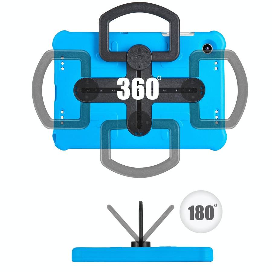 For Samsung Galaxy Tab A9+ Shield 360 Rotation Handle EVA Shockproof PC Tablet Case(Blue Black)